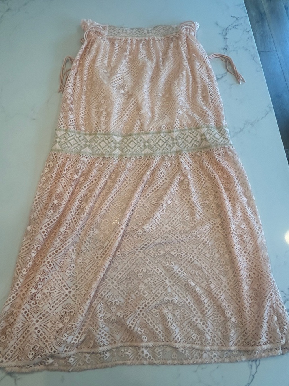 Anthropologie Queen & Pawn Pink Lace Maxima Maxi Long Boho Skirt Small - Picture 4 of 4